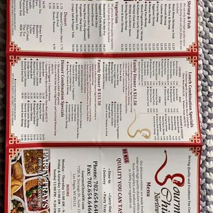 Menu side 1