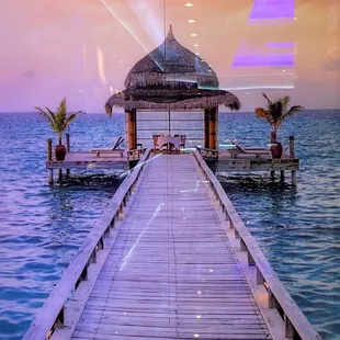 a dock with a gazebo