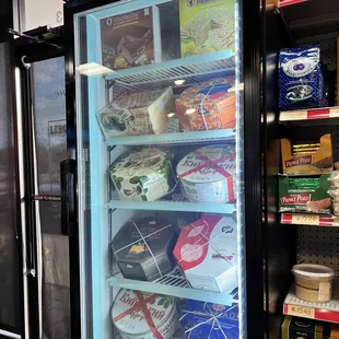 a refrigerator in a grocery store