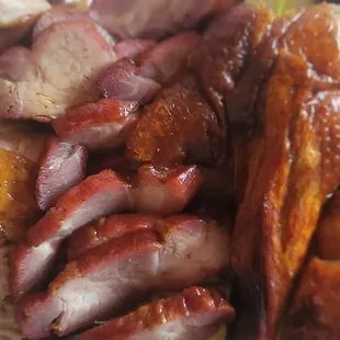 Three-combo bbq platter: soy sauce chicken, bbq pork, roast duck