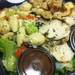 Blackened chicken caesar with balsamic vinaigrette..