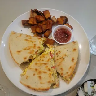Quesedilla breakfast. Ask for extra salsa