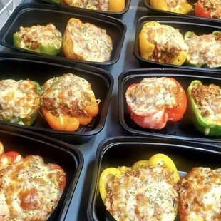 a tray of stuffed peppers
