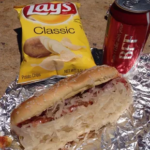 Vienna dog w/ lays &amp; a coke $6.75