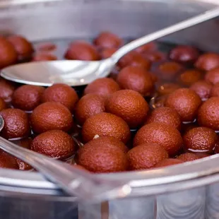 Gulab jamun, catered at a wedding