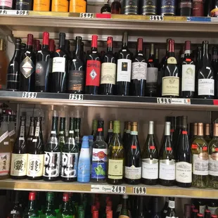 a variety of wine bottles