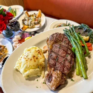 Rib Eye Steak, Veggies and Mashed Potatoes Valentines Special