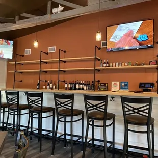 a bar with bar stools