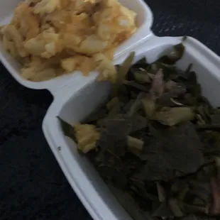Mac and cheese with greens