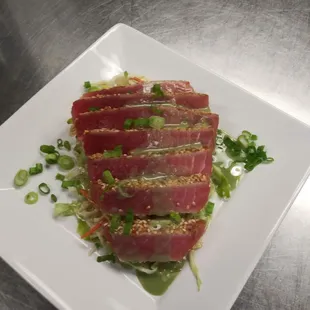 Seared Ahi with an Asian slaw.