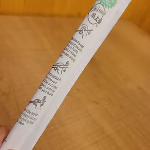 Chopsticks with instructions