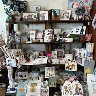 a display of decorative items