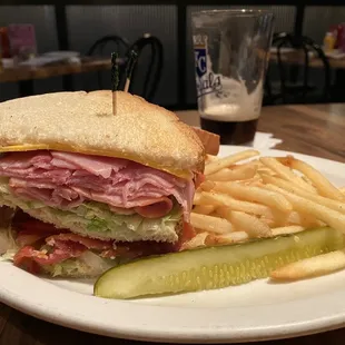 Congressional Club Sandwich with fries