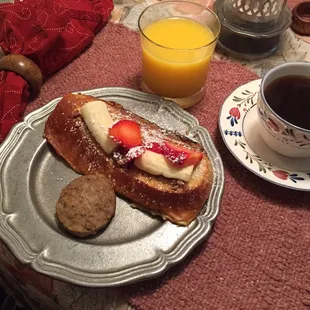 Pecan French toast, sausage coffee &amp; juice