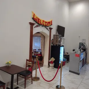 the entrance to the restaurant