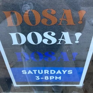 a sign for dosa