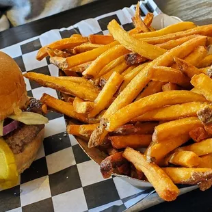 Regular burger with large fries.