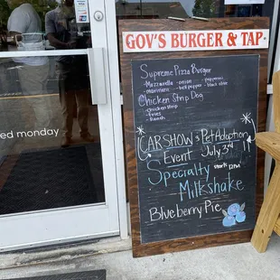 a menu on a chalkboard