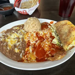 This was a three combination dinner and they gave us a tortilla with our meal. The taco was out of this world.