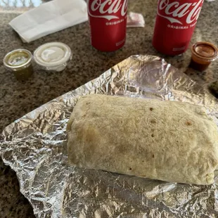Side of Sourcream / burrito and cokes
