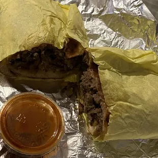 Asada torta with my favorite hot sauce