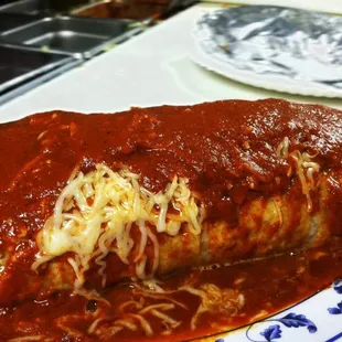 Red Salsa Wet Burrito! This is only for the brave people. This is fire!