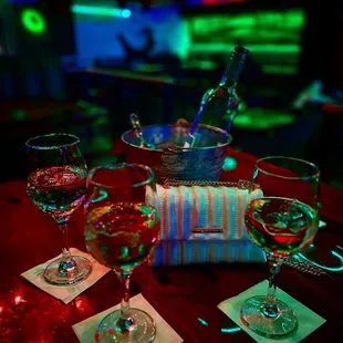 wine glasses and ice bucket