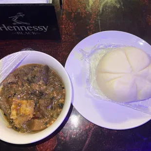 Okra Soup and Pounded Yam Fufu