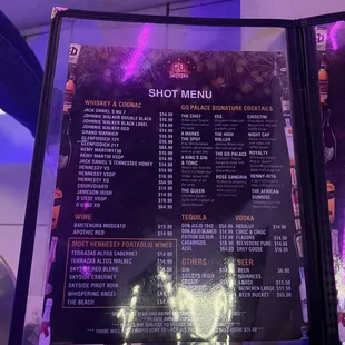 Shot Menu