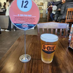 My table sign + Lone Tree Brewing Peach Pale Ale