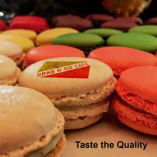 a variety of macarons