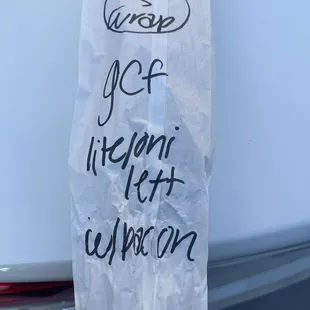a sign on a car