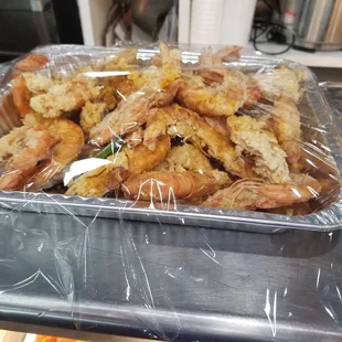 Fried shrimp is crispy and flavorful.