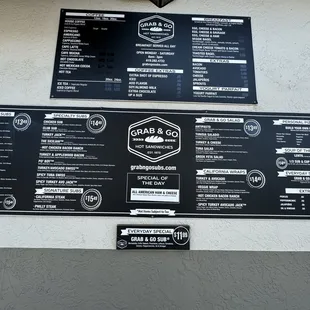 Outdoor placard menu facing the parking lot