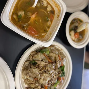 a variety of dishes of food