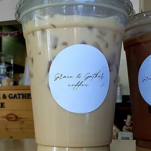 Iced Vanilla Latte / Cold Brew: mocha with an add shot