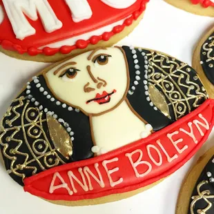 Custom cookies for the play &quot;Anne Boleyn&quot; at Marin Theatre Company.