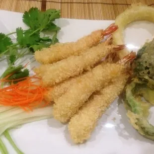 a plate of deep fried vegetables