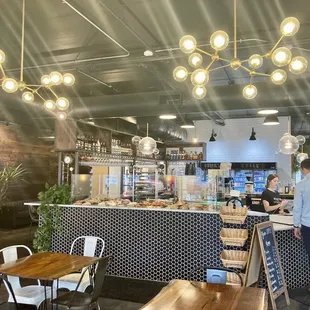 the interior of a cafe