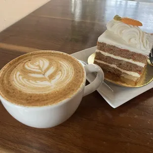 Latte and carrot cake