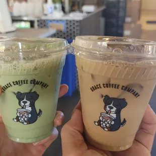 matcha latte, mile cold brew latte