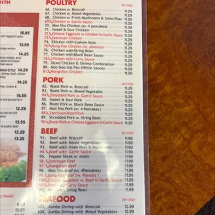 menu