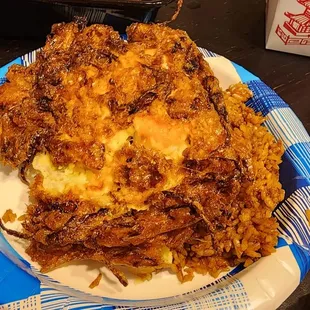 Shrimp egg foo yun, was bland and so was the gravy, so was the rice.