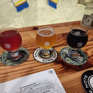 A sour, lager, and a vanilla chocolate porter.