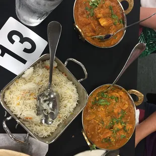 Chicken tikka masala and lamb rogan josh