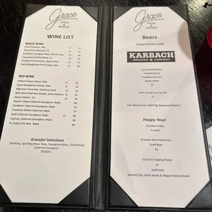 Drink menu