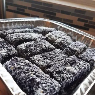 a pan of chocolate squares