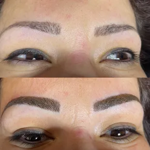 Before and after Microblading eyebrows