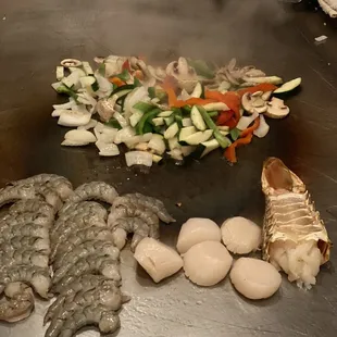 Lobster, scallops, shrimp and mixed veggies Hibachi