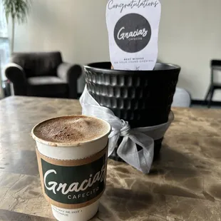 Hot Spicy Mexican Mocha with oat milk.